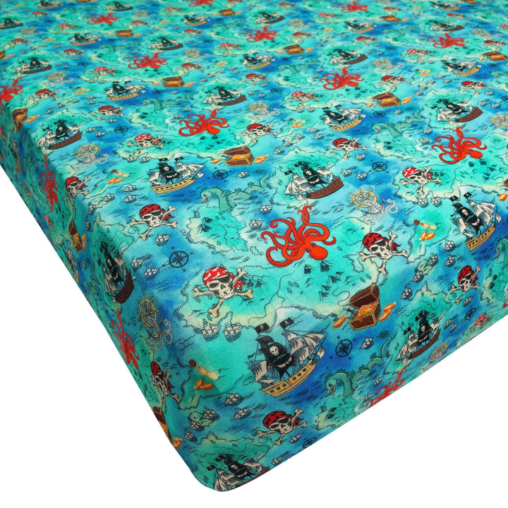 Pirate High Seas Treasure Map Twin Fitted Sheet