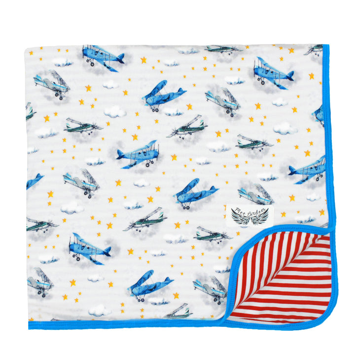 Planes Flying on Cloud 9 Double-Layered Throw Blanket