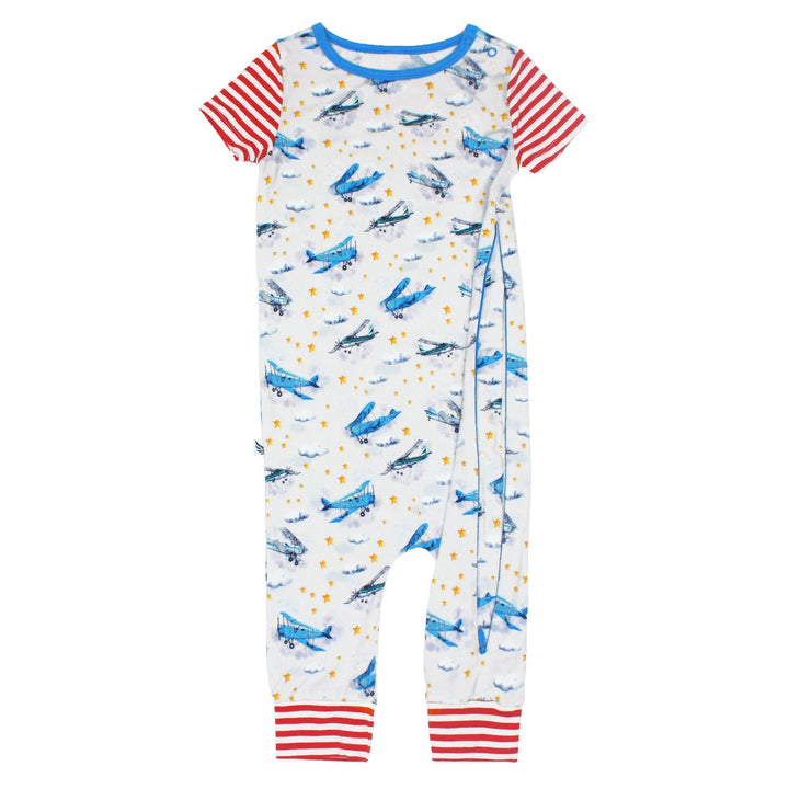 Planes Flying on Cloud 9 Romper with Side Zipper (0-24m)