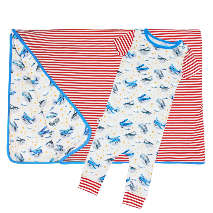 Planes Flying on Cloud 9 Romper with Side Zipper (2T-3T)