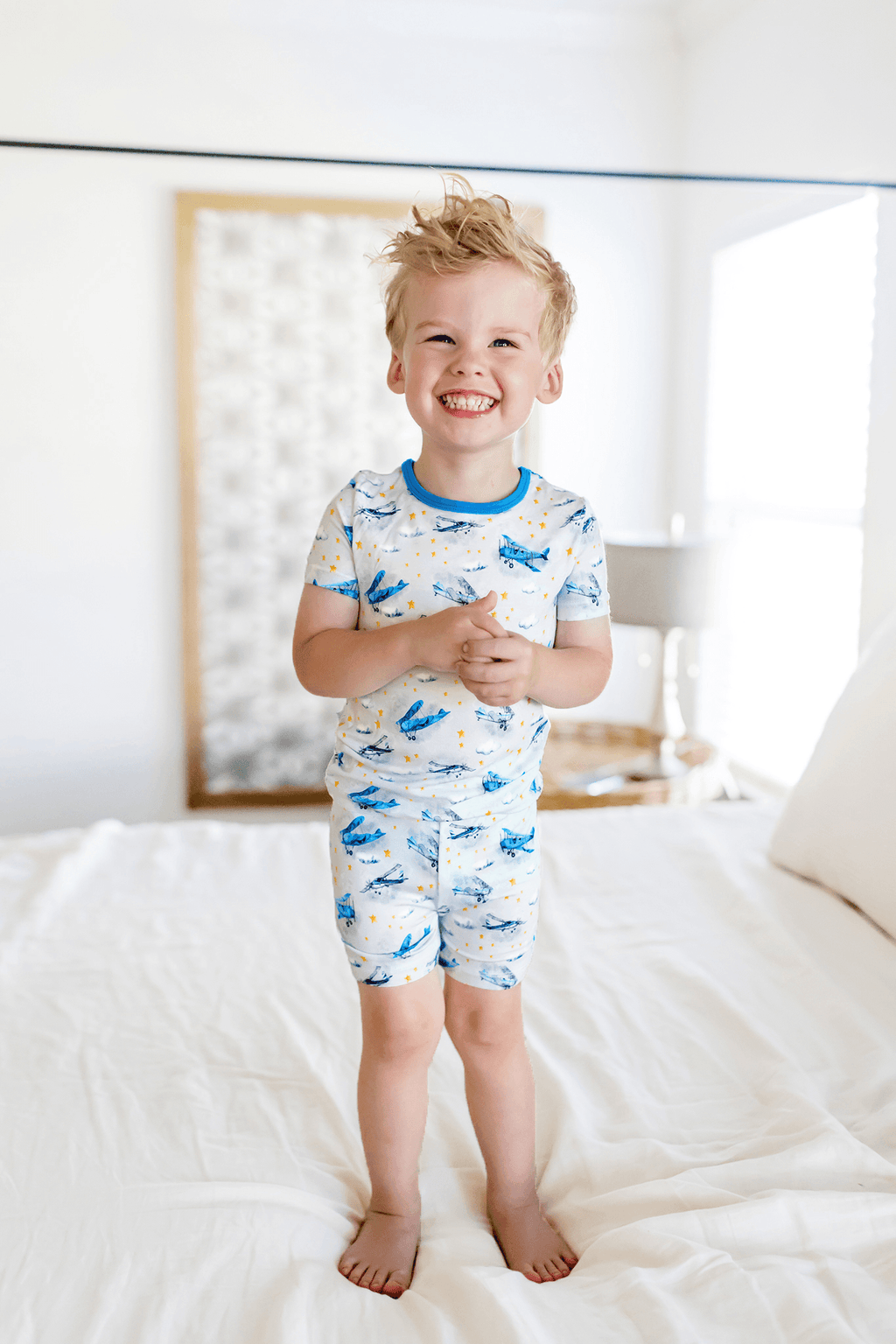 Planes Flying on Cloud Short Sleeve and Shorts Pajama Set (12M