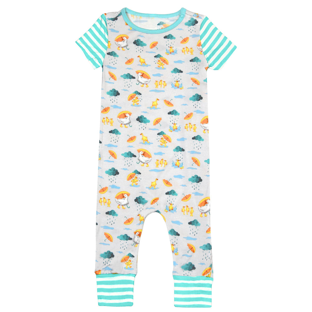 Playing in the Rain Duckies Romper with Side Zipper (2T-3T) - Free Birdees
