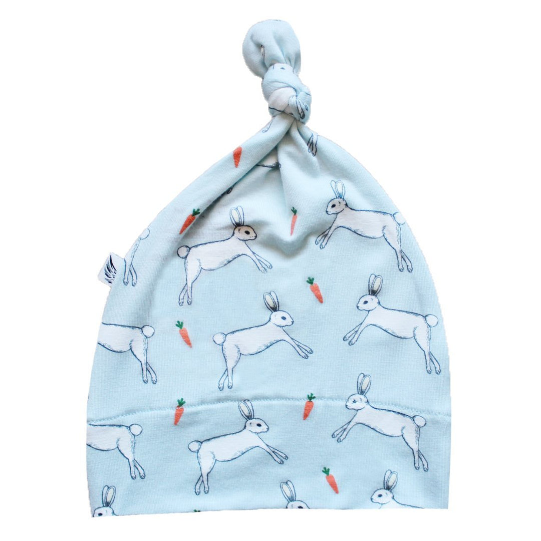 Powder Blue Bunnies Knotted Hat (0-3M)