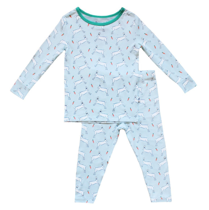 Powder Blue Bunnies Long Sleeve Pajama Set (2T-10Y)