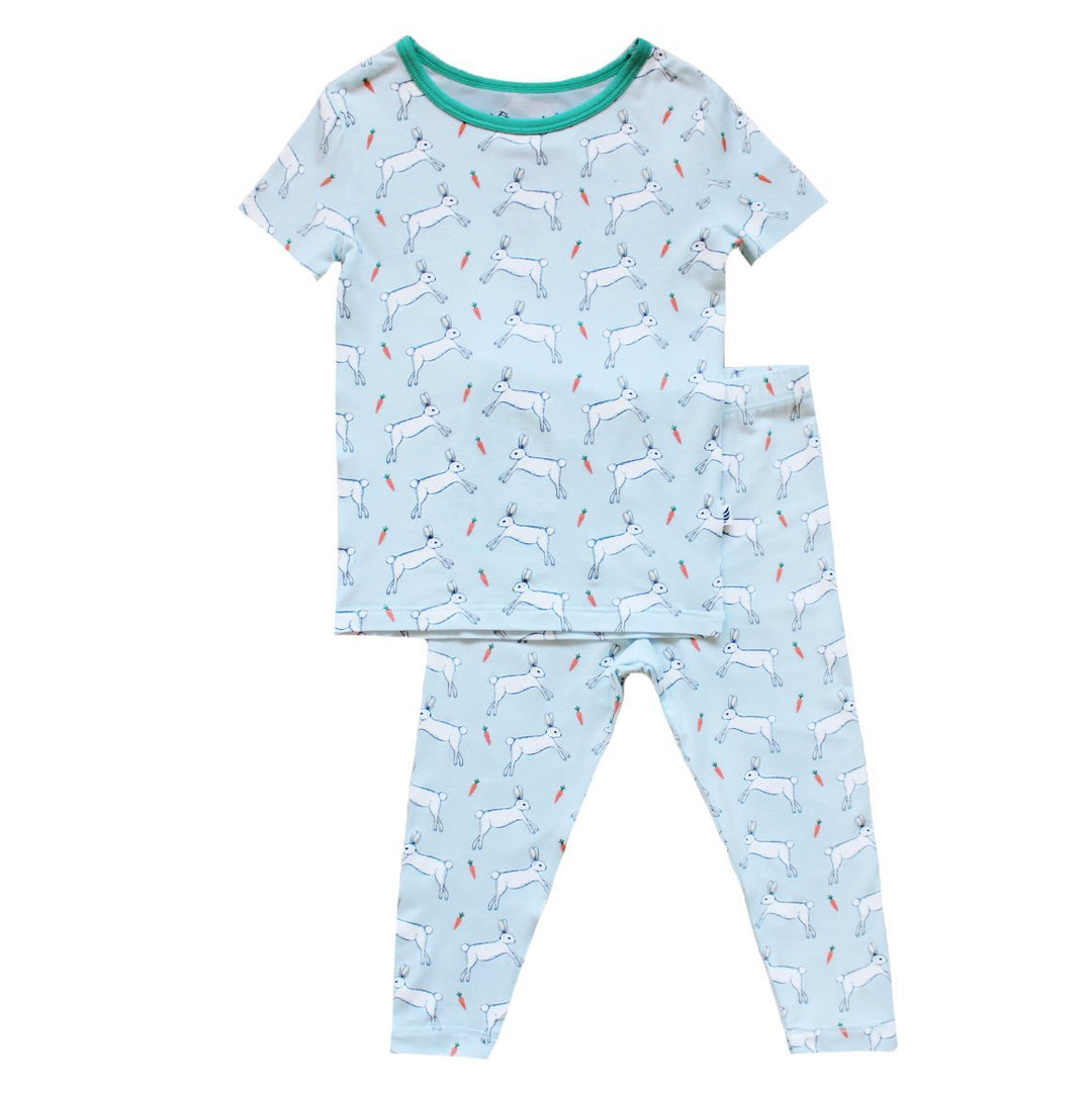 Powder Blue Bunnies Short Sleeve Pajama Set (0-24m)