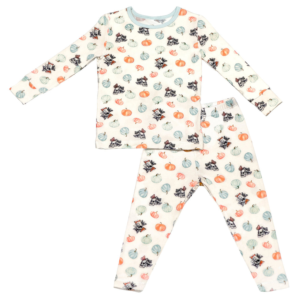 Pumpkin Garden of Moths & Skulls Long Sleeve Pajama Set (2T-12Y)