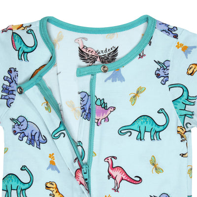 Rawr Your World Dinos & Dragonflies Two-Way Zippy Romper with Faux Buttons (0-24m) - Free Birdees