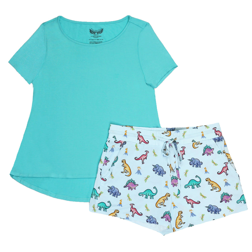 Rawr Your World Dinos & Dragonflies Women's Short Sleeve & Shorts Pajama Set