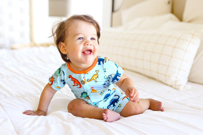 Rawr Your World Dinos & Volcanos Two-Way Zippy Romper with Faux Buttons (0-24m) - Free Birdees