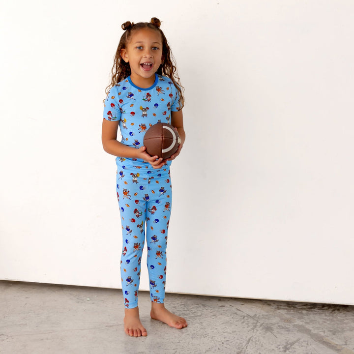 Rookie Raccoon Football Short Sleeve Pajama Set (2T-12Y) - Free Birdees