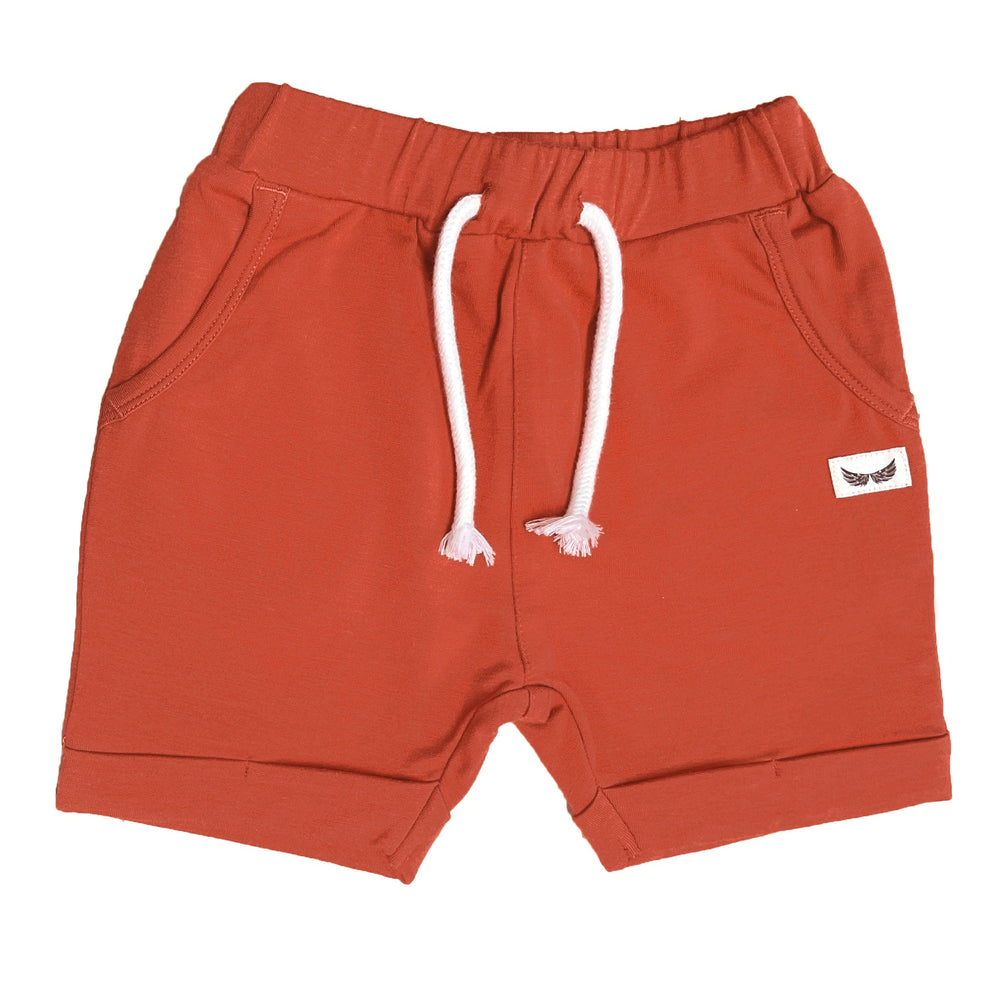 Rust Kids Harem Shorts with Pockets || Bamboo/Cotton/Spandex French Terry (18M-8Y)