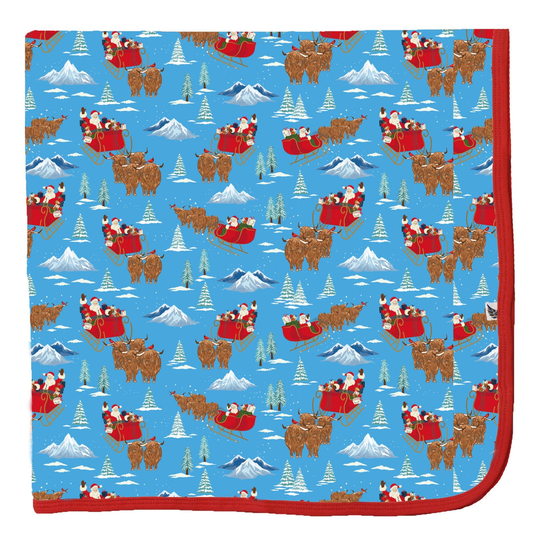 Santa & Highland Cattle Sleighs Swaddling Blanket
