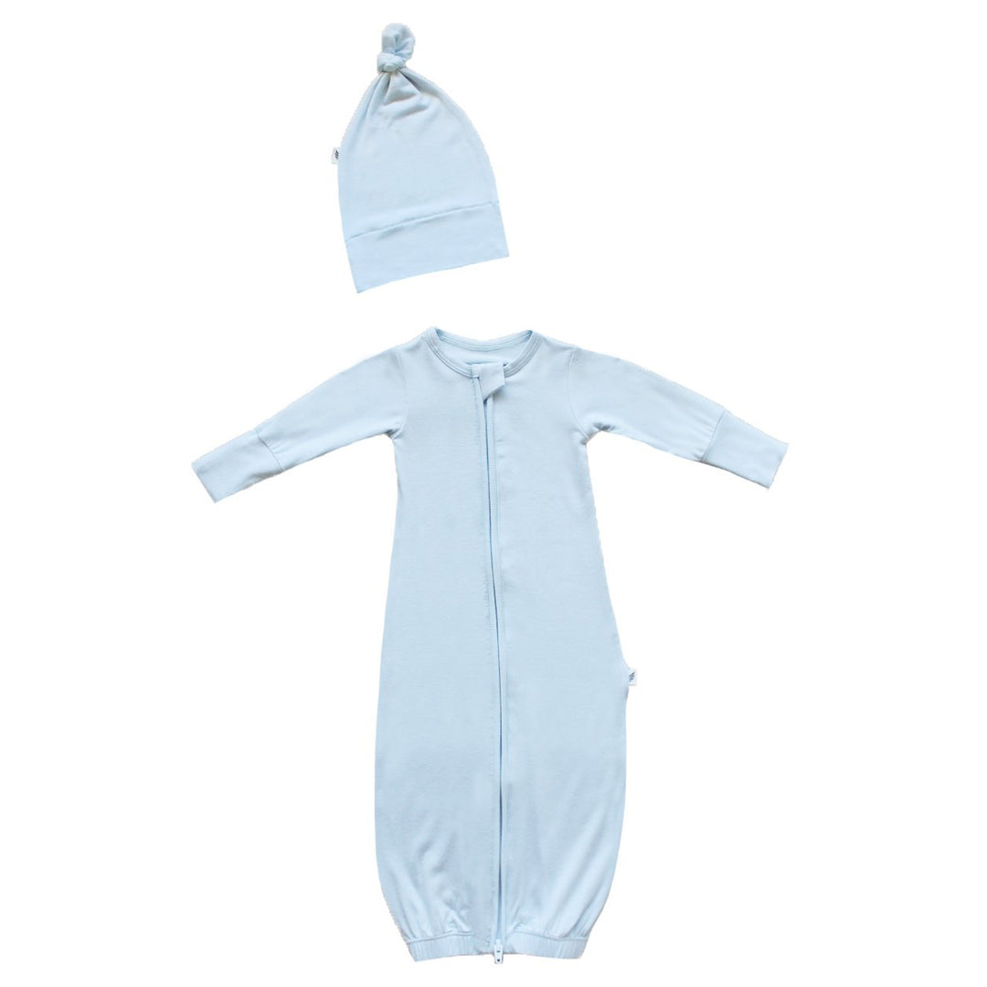 Sky Newborn Gown & Knot Hat Set