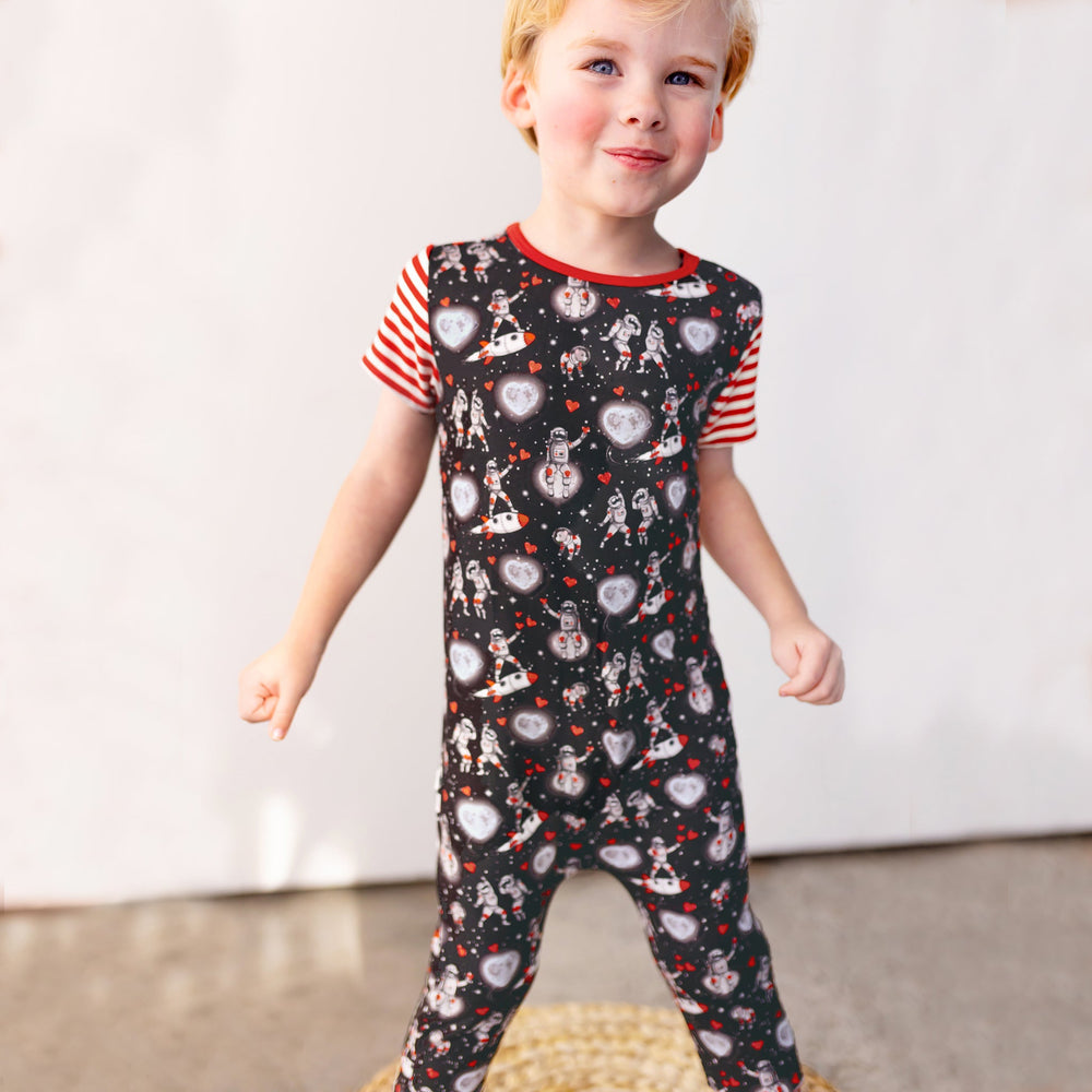 Space Hearts Romper with Side Zipper (0-3T)