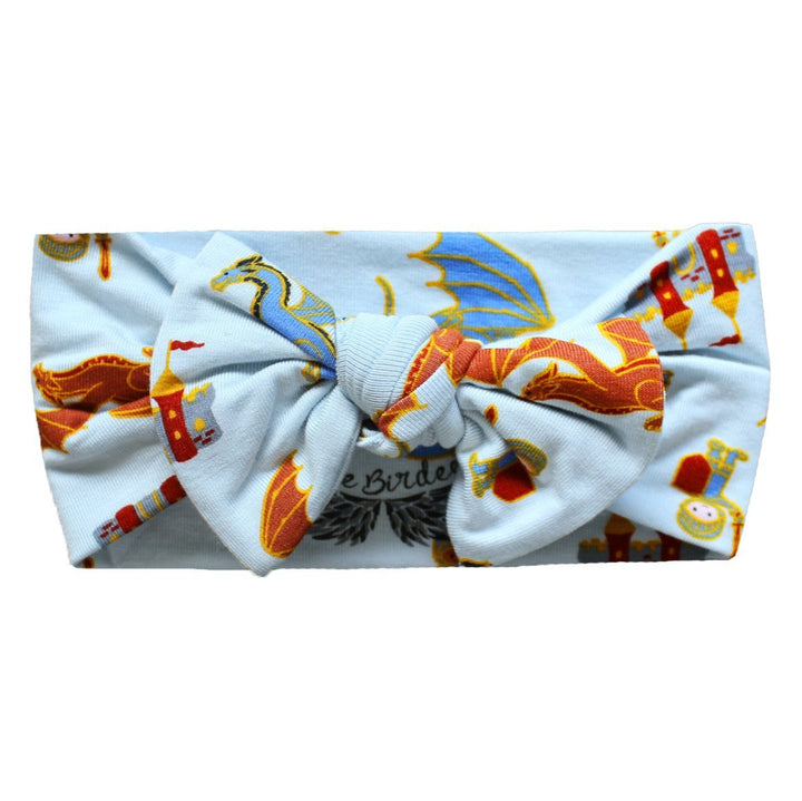 Steel Blue Dragons & Knights Hair Bow