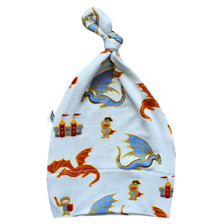 Steel Blue Dragons & Knights Knotted Hat (0-3M)
