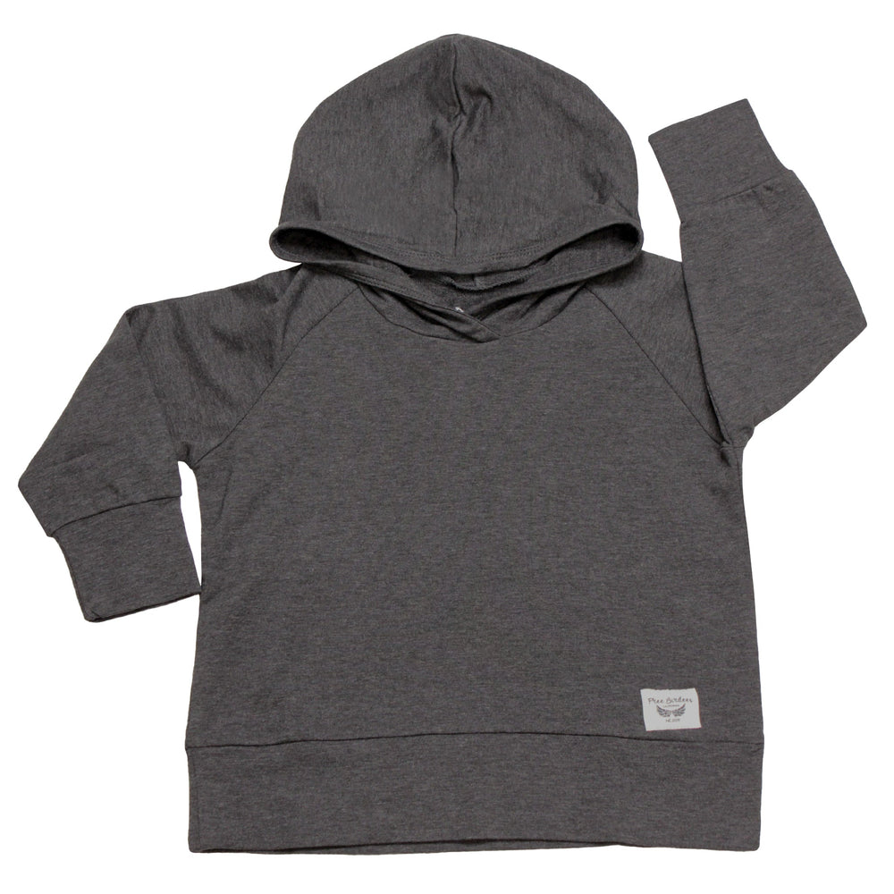 Storm Gray Hoodie Sweatshirt || Bamboo/Cotton/Spandex French Terry (18M-8Y) - Free Birdees