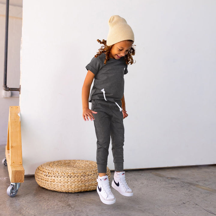 Storm Gray Jogger || Bamboo/Cotton/Spandex French Terry (18M-8Y) - Free Birdees