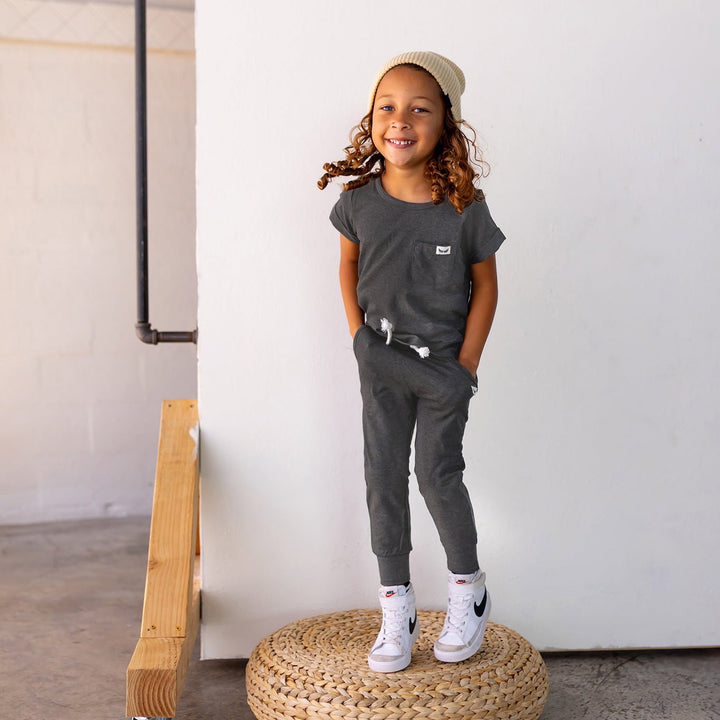 Storm Gray Jogger || Bamboo/Cotton/Spandex French Terry (18M-8Y) - Free Birdees