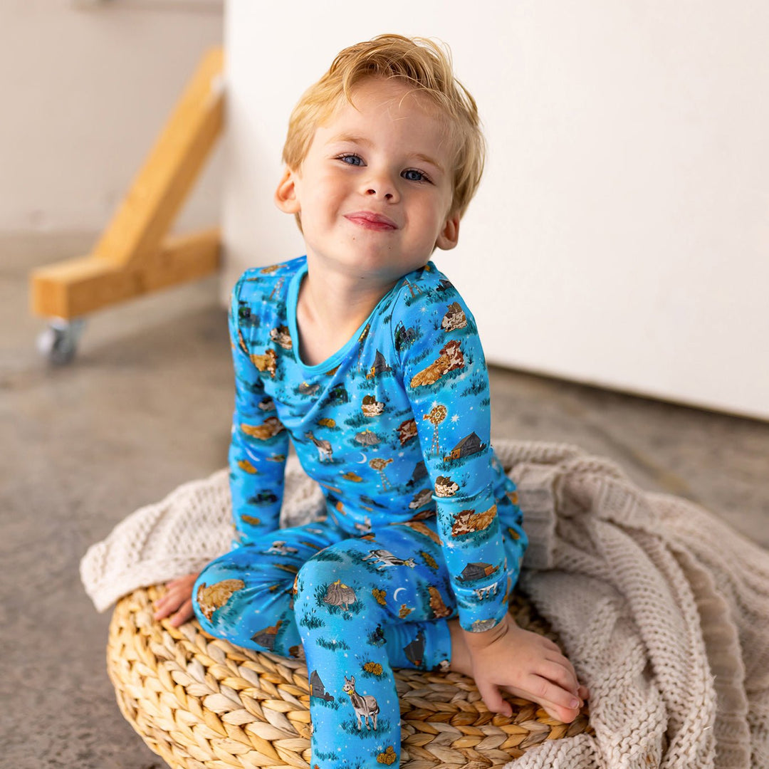 Aqua Smiley Daisy Toddler Bamboo Pajama Set – Cuddle Bunnie