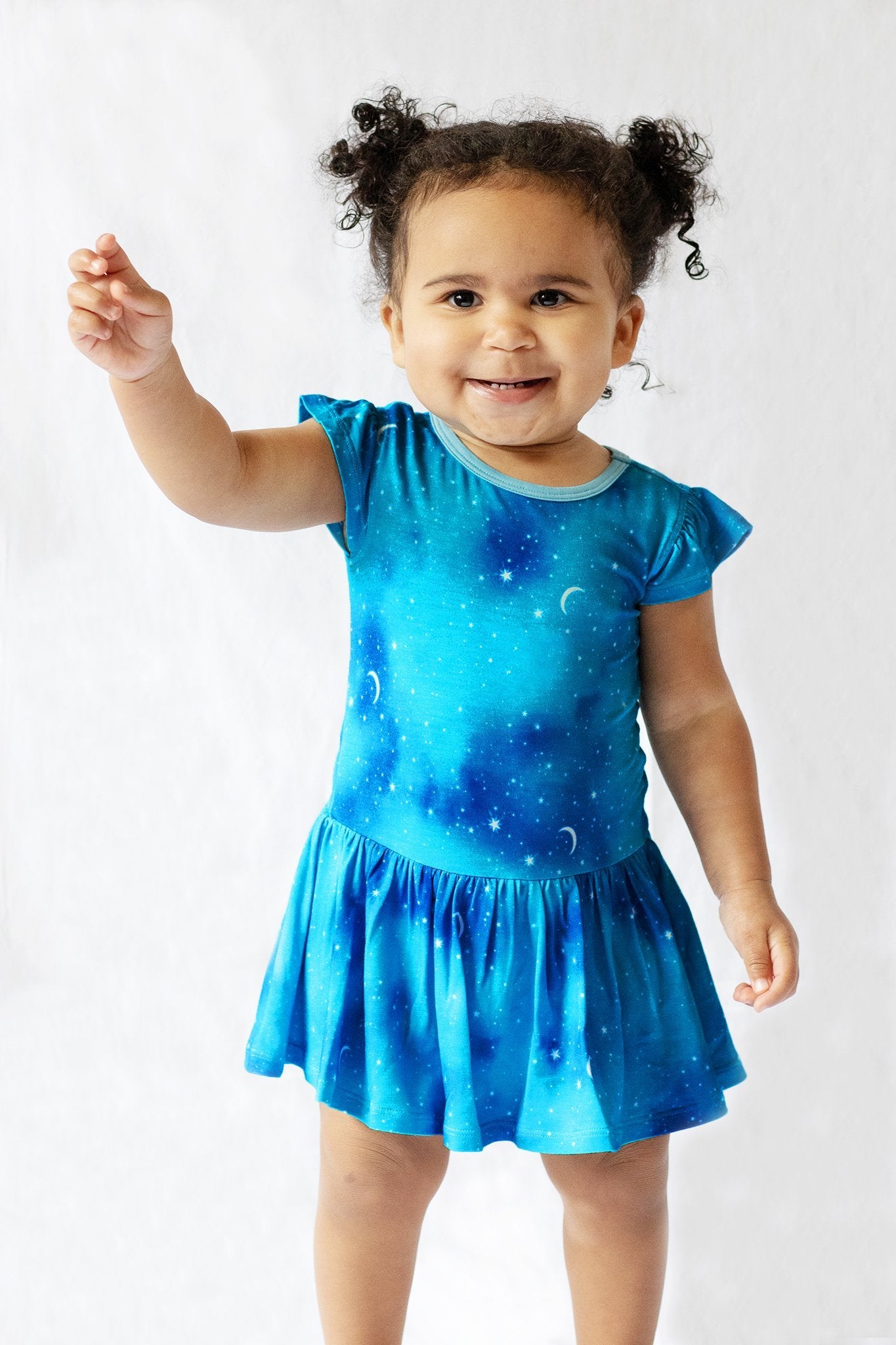 Twilight Stars & Moon Twirling Bodysuit Dress (3M-18M) – Free Birdees