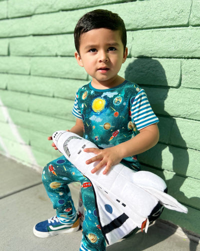 Vroom to the Planets Romper with Side Zipper (0-24m) - Free Birdees