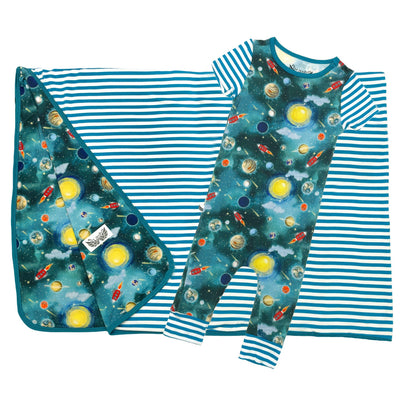 Vroom to the Planets Romper with Side Zipper (0-24m) - Free Birdees