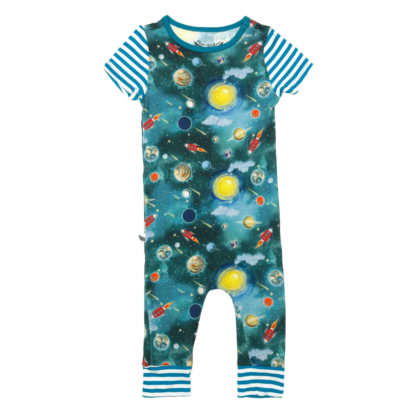 Vroom to the Planets Romper with Side Zipper (2T-3T) - Free Birdees
