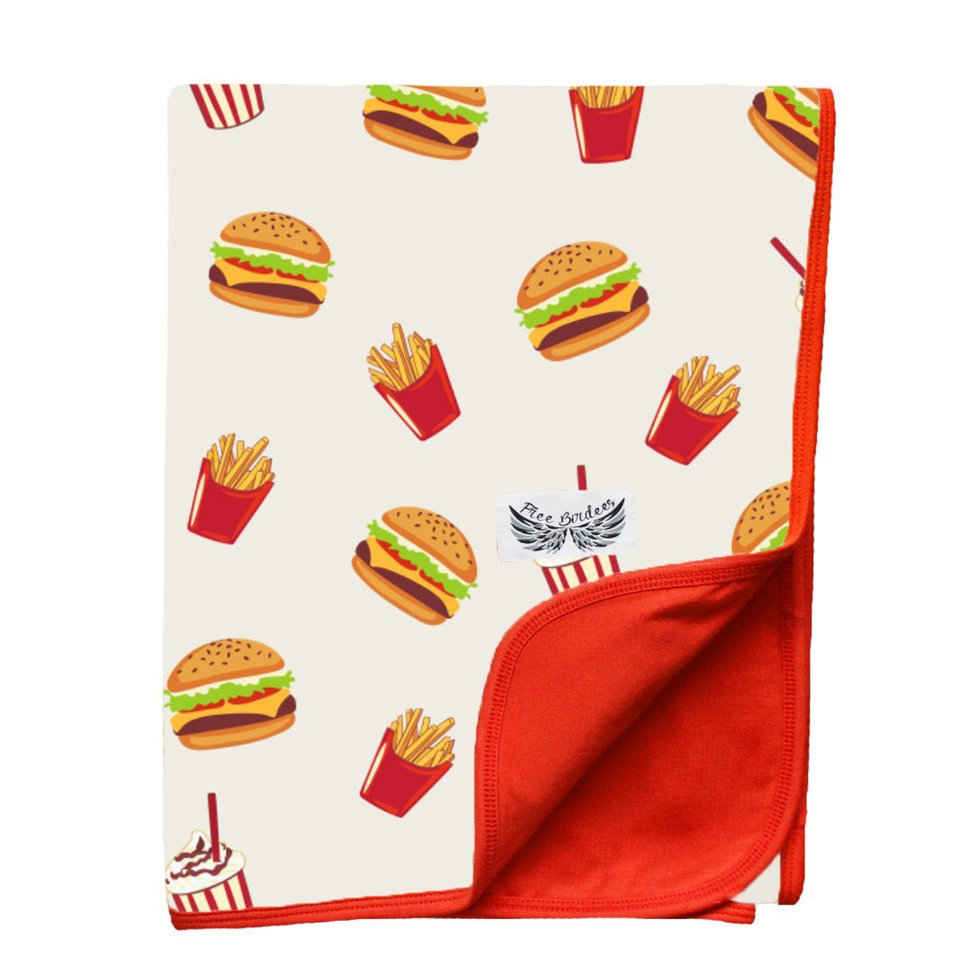 White Truffle Burgers & Fries Stroller Blanket