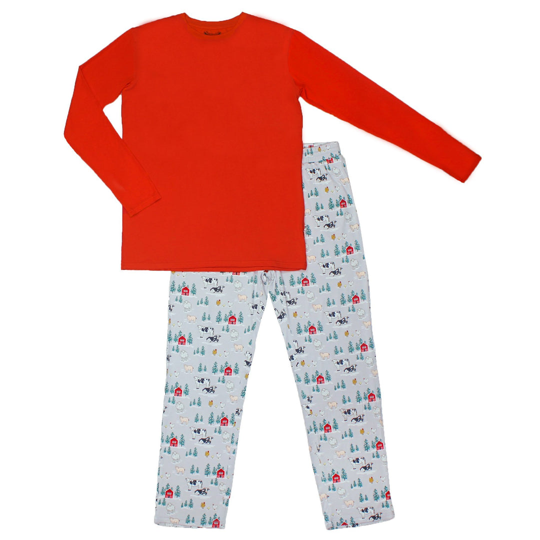 Winter Farm Buddies Men's Long Sleeve Pajama Set