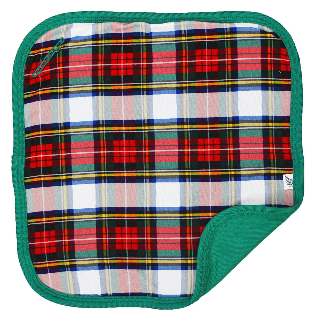 Winter Holiday Plaid Lovey with Wooden Teether
