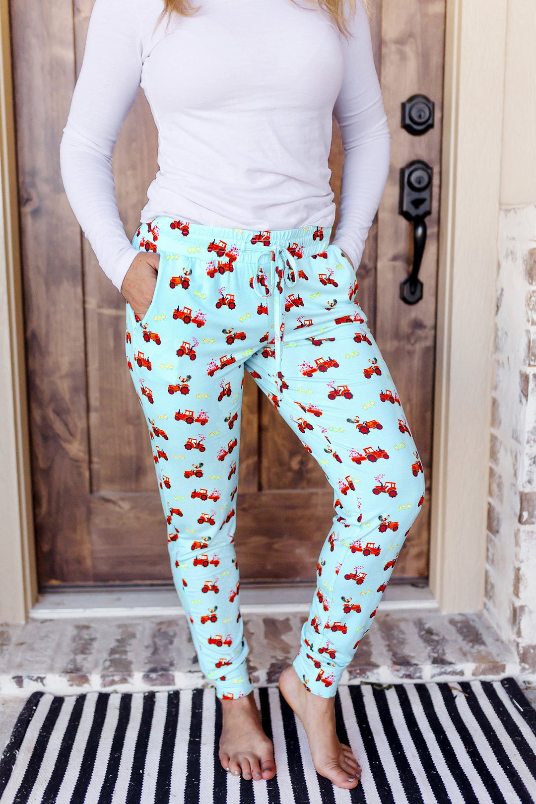 Farm Friends with Red Tractors Women's Jogger Style PJ Pants – Free Birdees
